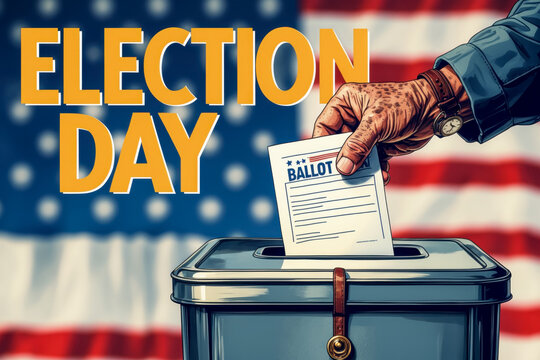Banner poster ballot election day of democracy government freedom of choice and voting AI Generative
