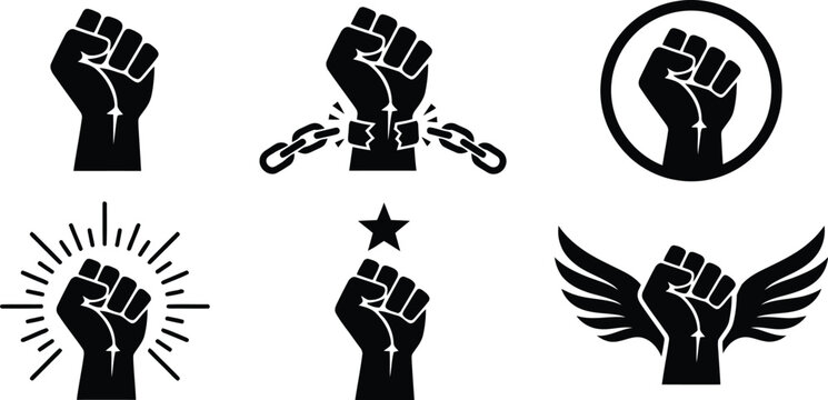 Raised fist icons in different styles