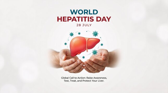 Awareness poster for world hepatitis day 28 july with human liver organ graphic infusion bags and icons for medical education and health prevention campaign, hepatitis