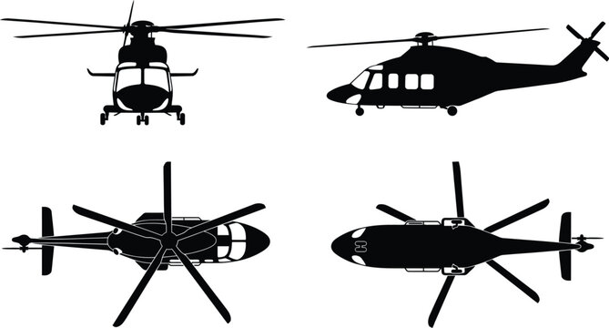 AW139 Medium Twin Helicopter Silhouette Vector