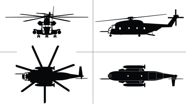 CH-53 Sea Stallion Heavy Helicopter Silhouette
