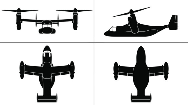 V-22 Osprey Tiltrotor Aircraft Silhouette