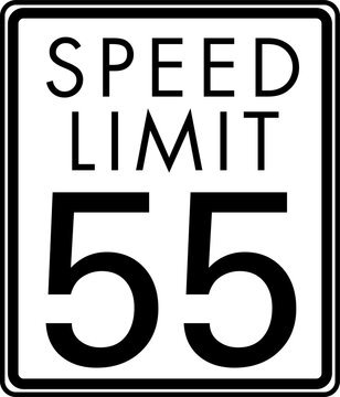 Speed limit 55 mph road sign, Speed limit 55 miles per hour