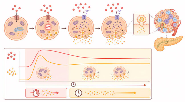 Insulin secretion biphasic response glucose illustration