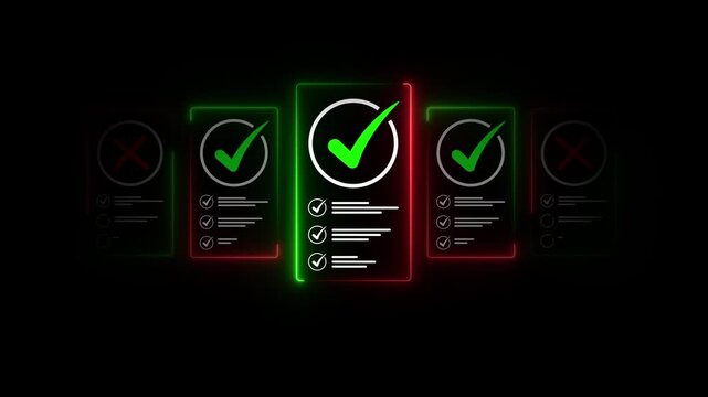 Business Professional Using Digital Pen to Mark Checklists on a Virtual Screen with Green Checkmarks, Demonstrating Task Management, Quality Assurance, Project Planning, Successful Goal Achievement.