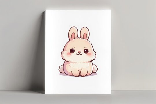 Illustrations de lapins kawaii adorables en style pastel, personnages mignons pour chambre d'enfant, d&eacute;coration, papeterie, affiches, cartes de v&oelig;ux et cr&eacute;ations cr&eacute;atives