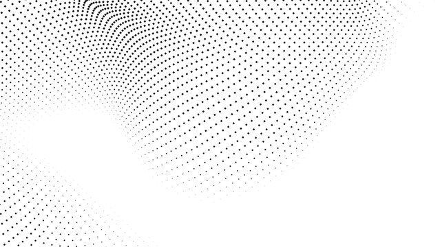 Abstract black halftone dot wave background, geometric corner particle pattern with modern futuristic digital technology vector illustration