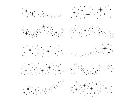 Sparkle dust vector set, magical glitter trail collection, shimmering star elements, celestial fairy dust for festive designs and overlays