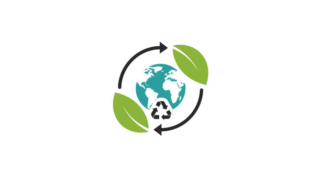 A green globe icon with leaves and a recycling symbol design