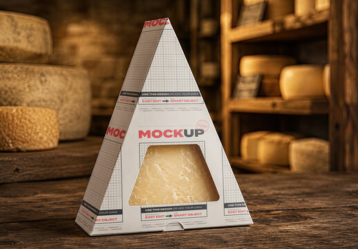 Triangle Cheese Box Packaging Mockup