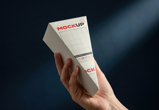 Triangle Packaging Box Hold by Hand Mockup