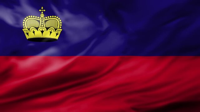 Liechtenstein Flag Waving Animation Background National Symbol Crown Emblem Video Footage