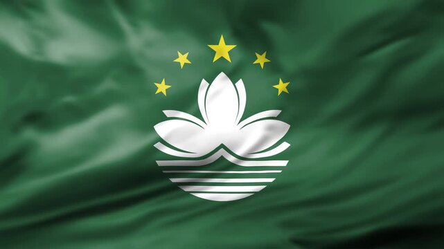 Macau Flag Waving Animation Background Macao Region Lotus National Symbol Video Footage