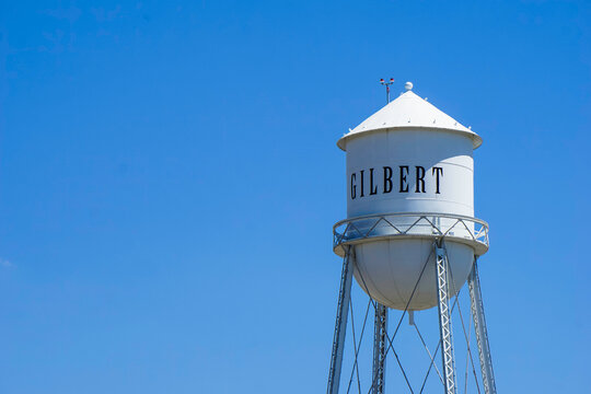 Retro water tower in city of Gilbert Arizona