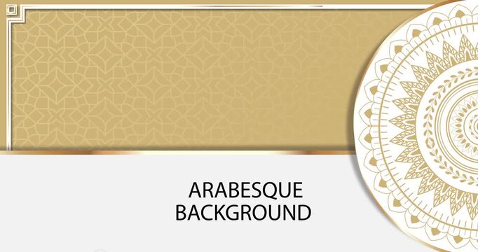 Luxury arabesque background. Motion design with traditional Arabic and oriental ornaments, golden lines and floral elements. Animated graphics