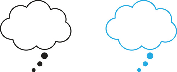 Fototapeta premium Black and blue thought bubbles set for communication and messaging