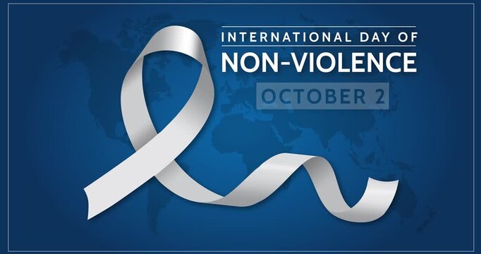 International Day of Non Violence motion design. Banner with white ribbon symbolizing peace, harmony and tolerance. Social awareness about inadmissibility of violence. Animated graphics
