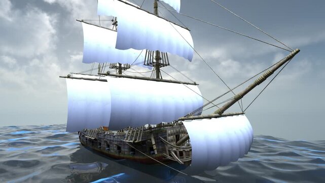帆船　3DCGレンダリング