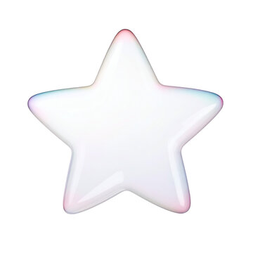 Glossy five pointed star shape rendered in smooth white plastic with subtle iridescent highlights is perfect for awards&nbsp;&nbsp;