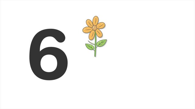 Number 6 Counting Six Colorful Flowers Educational Animation for Preschool Kids