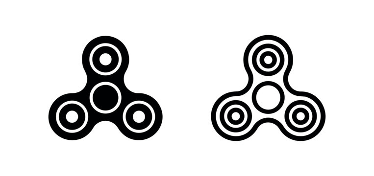 Fidget Spinner Icons: Solid Black and Outline Styles