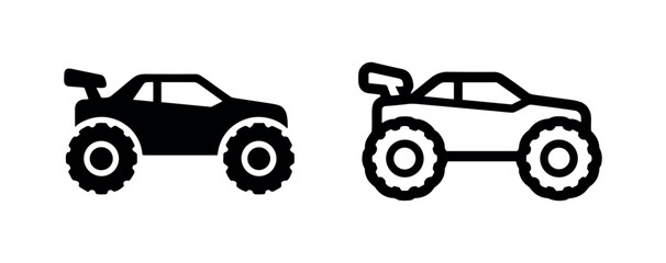 Monster Truck or Off-Road Vehicle Icon Set - Extreme Sport and Automotive Symbols © liubomir118809