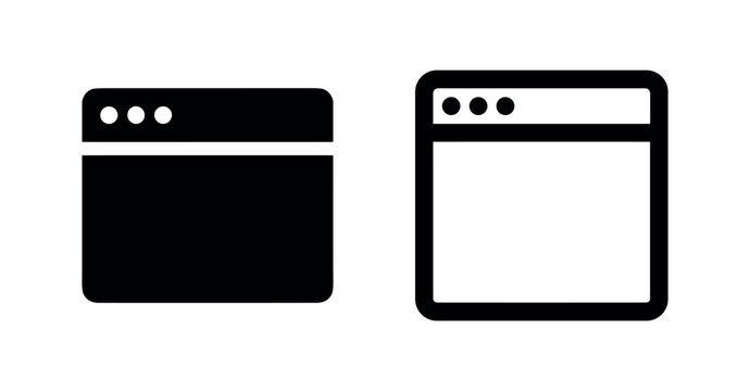 Web Browser Window Icon Set. Internet and Interface Symbol for Digital Content.