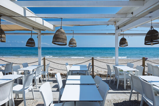 Altafulla beach restaurant terrace overlooking mediterranean sea