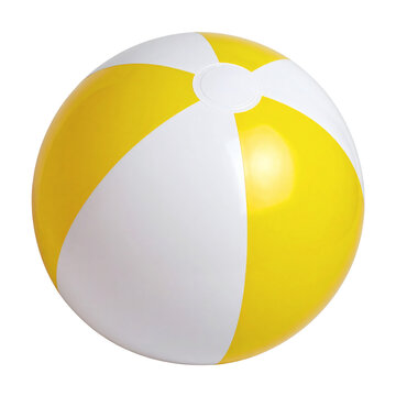 Vibrant yellow and white inflatable beach ball with classic striped design, perfect for summer activities, outdoor fun, poolside parties, and vacation play&nbsp;