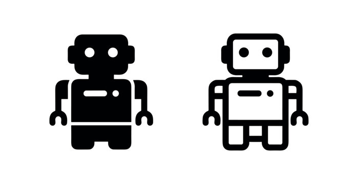 Cute robot icon, friendly artificial intelligence and technology symbol