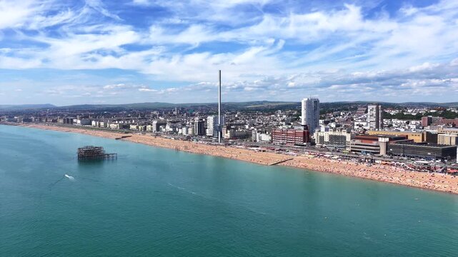 Brighton Beach & i360 Tower Seafront View 4K