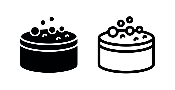 Bubble bath or spa tub icon in solid and outline styles. Relaxation and hygiene symbol.