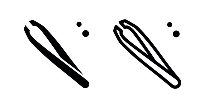 Tweezers icon in solid and outline styles. Beauty and grooming tool symbol.