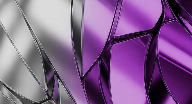 Modern Seamless Abstract Purple Metallic Glass Background with Luxury Geometric Shapes and Futuristic Reflective Design