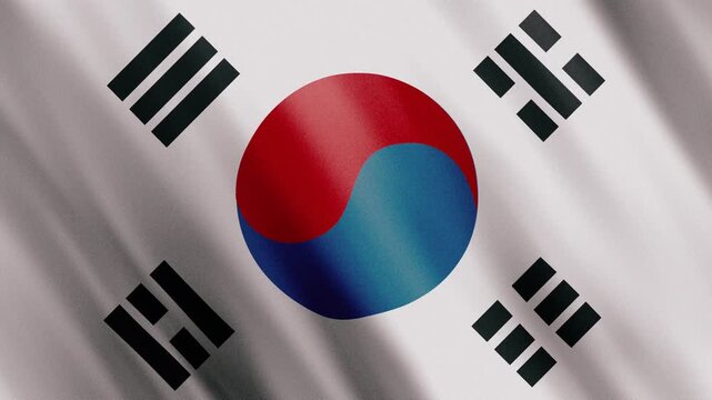 Taegukgi - South Korea's flag as a seamless 3D waving loop for K-pop sports events and news content