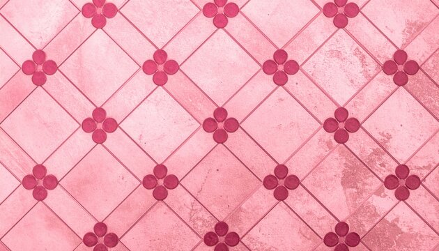 Pink Floral Geometric Pattern Texture, Retro Wallpaper Design Backdrop