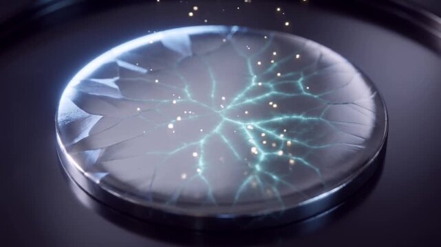 Top down macro of a solid state ceramic electrolyte wafer