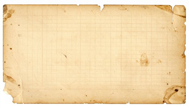 Vintage Ruled Paper Background - Old Textured Page with Stains and Torn Edges