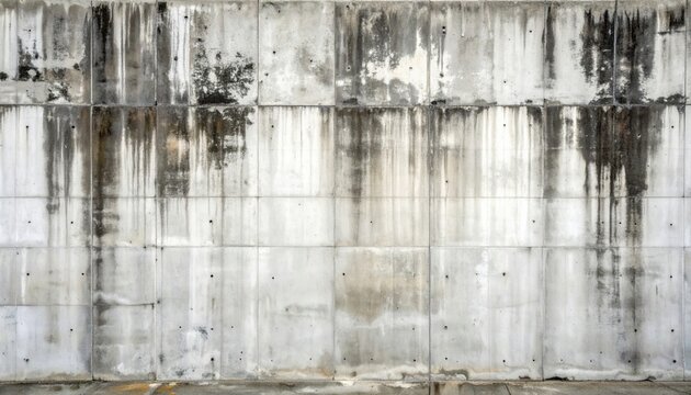 Grungy Concrete Wall Texture with Water Stains and Grime - Industrial Background