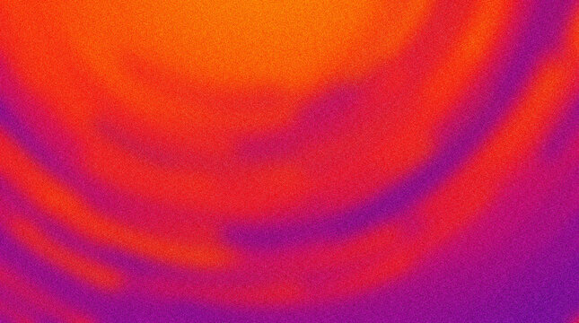 Abstract grainy gradient background, vibrant orange and purple thermal texture, blurry circular light waves