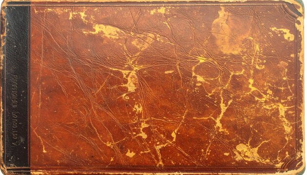 Vintage Aged Leather Book Cover Texture, Antique Diary Journal, Weathered Pages, Grunge Background