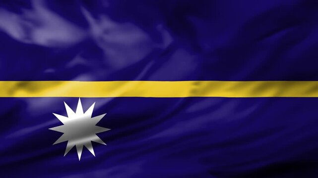 Nauru Flag Waving Animation Background Nauruan National Symbol Yellow Stripe Star Video Footage