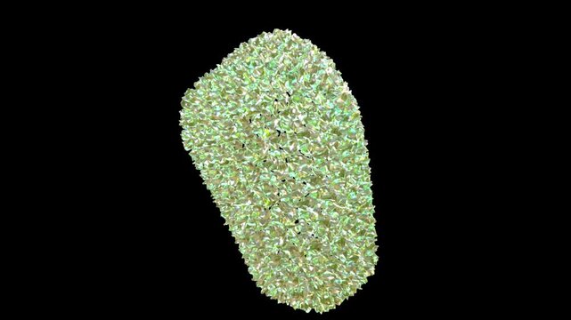 3D HIV-1 Capsid Fullerene Cone Shell, Scientifically Accurate Atomic-level Resolution 186 Hexamers 12 Pentamers via Cryo-EM, Pathogenic Retrovirus Human Immunodeficiency Virus loop rotate animation.