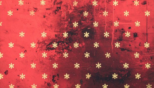 Red Christmas Background With Snowflakes and Distressed Texture