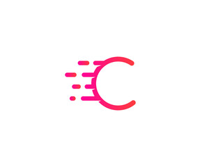 Fototapeta premium Red letter c logo with a motion effect. This minimalist logotype is perfect for professional delivery services, technology startups and fast digital branding solutions.