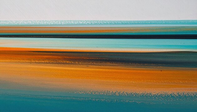 Abstract Landscape Painting Teal Sky, Orange Earth, Horizon Line
