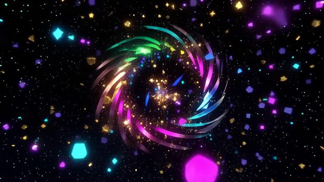 Magical Rainbow Star Burst Featuring Glowing Particles and Dynamic Light Effects