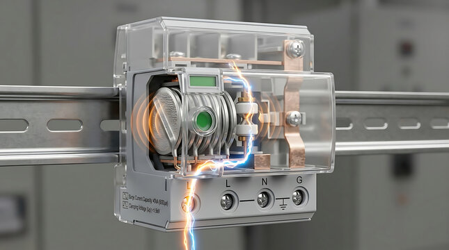 Premium 3D Surge Protection Device Cutaway Scientific Visualization Transient Voltage Suppression