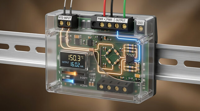 Premium 3D Temperature Transmitter Cutaway Scientific Visualization Sensor-to-Process Signal Conversion