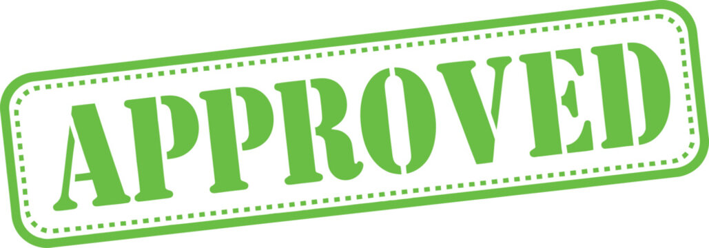 Green approved rubber stamp isolated icon for business documents and official paperwork